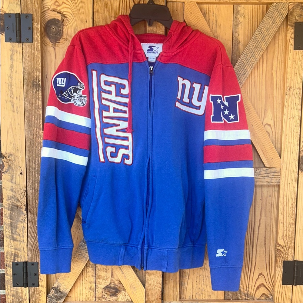 Men’s VTG 90’s STARTER Red, white, Blue NY Giants Zip jacket-Hoodie